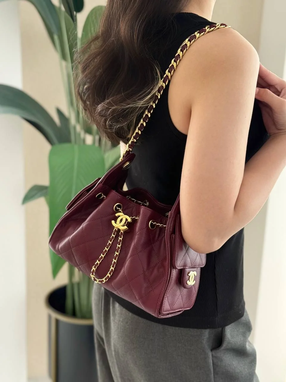Chanel 25 / C25 Mini Burgundy Caviar GHW Shiny Buckle 2026 - photo 4