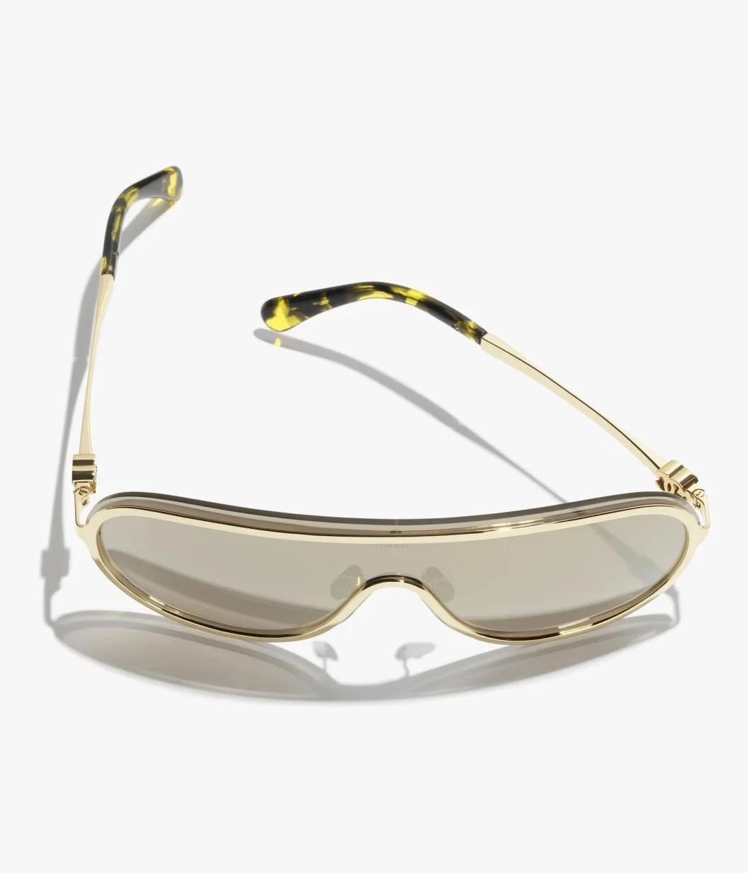Chanel Shield Sunglasses Frame Metal, Gold Lenses Light Brown, Mirror - photo 10