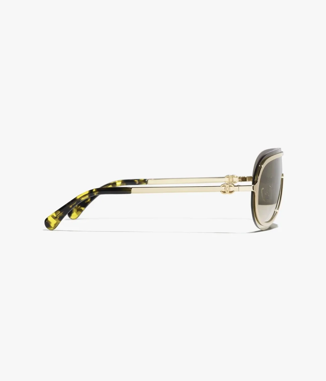 Chanel Shield Sunglasses Frame Metal, Gold Lenses Light Brown, Mirror - photo 11
