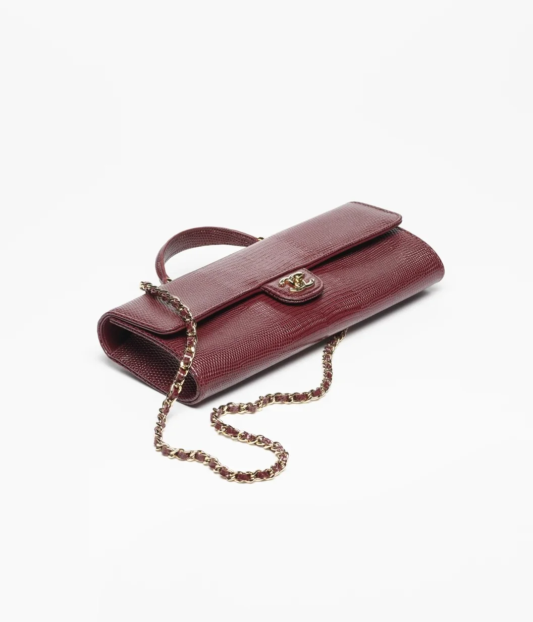 Chanel Clutch With Chain Lizzard Burgundy GHW - photo 5