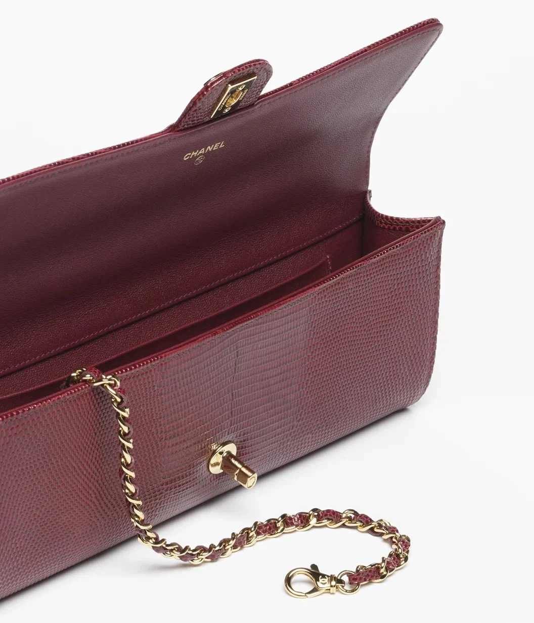 Chanel Clutch With Chain Lizzard Burgundy GHW - photo 6