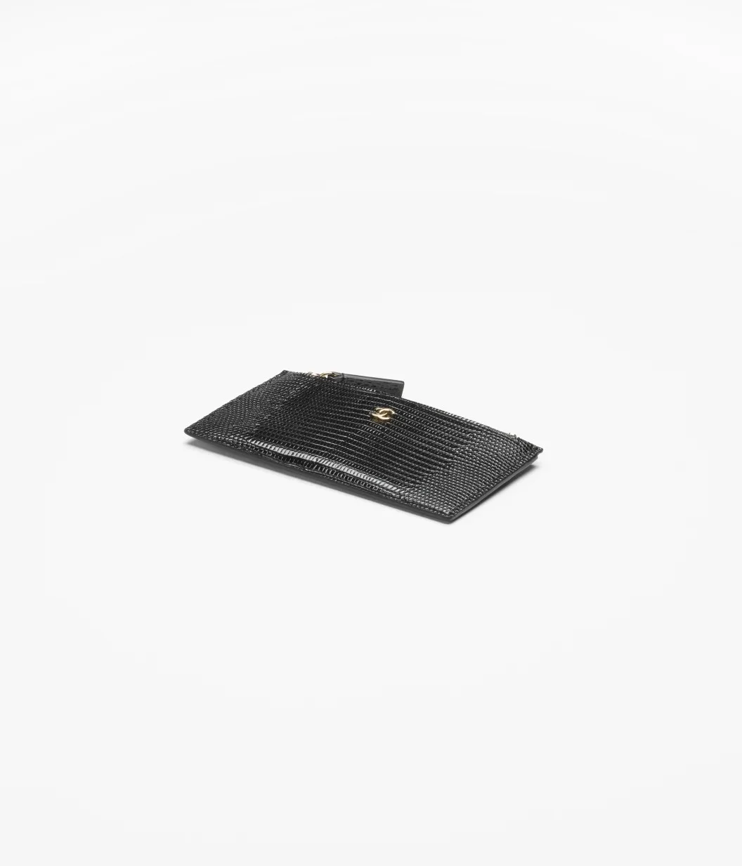 Chanel Card Wallet Thin With Zipper Lizzard Black GHW - photo 5