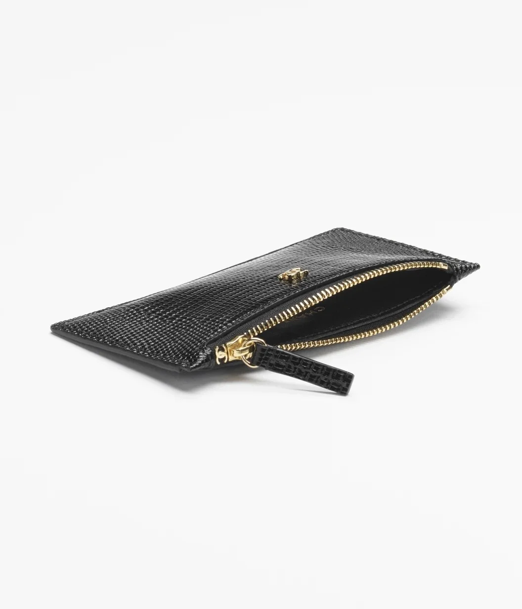 Chanel Card Wallet Thin With Zipper Lizzard Black GHW - photo 6