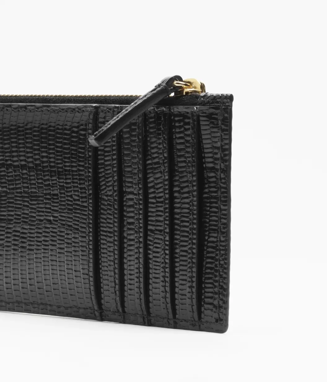 Chanel Card Wallet Thin With Zipper Lizzard Black GHW - photo 7