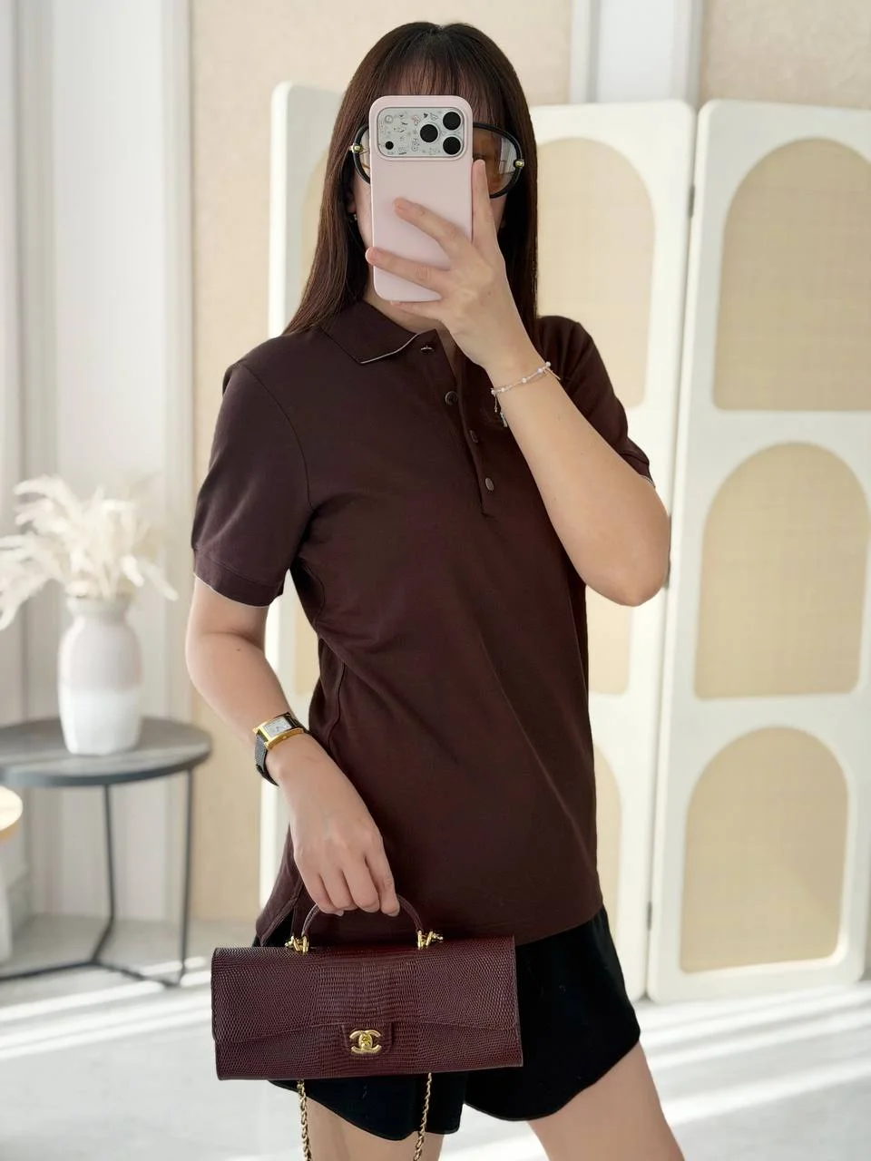 Hermes Double Jeu Technical Polo Women Rouge Sellier - photo 3