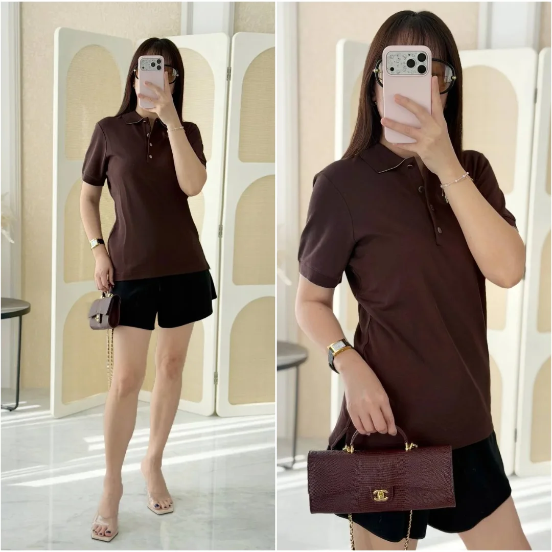 Hermes Double Jeu Technical Polo Women Rouge Sellier