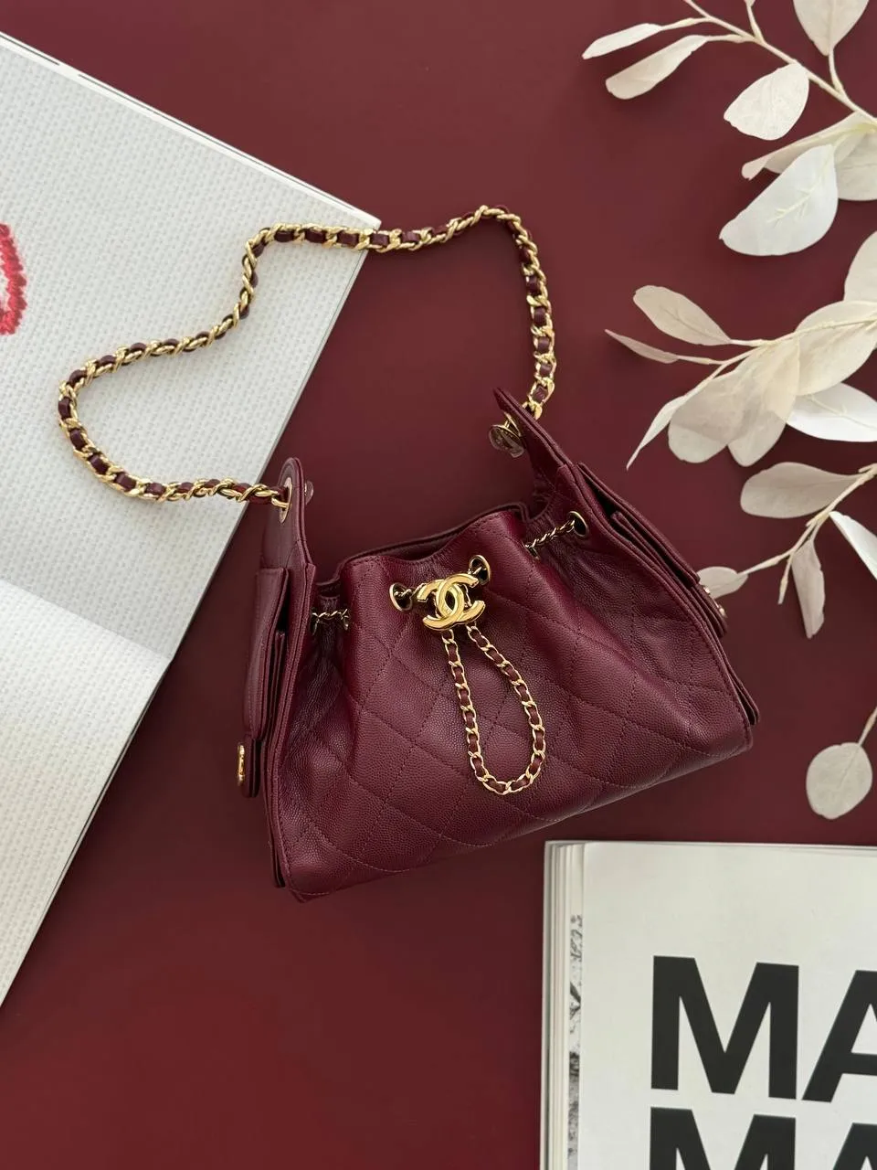 CHANEL Chanel 25 / C25 Mini Burgundy Caviar GHW Shiny Buckle 2026