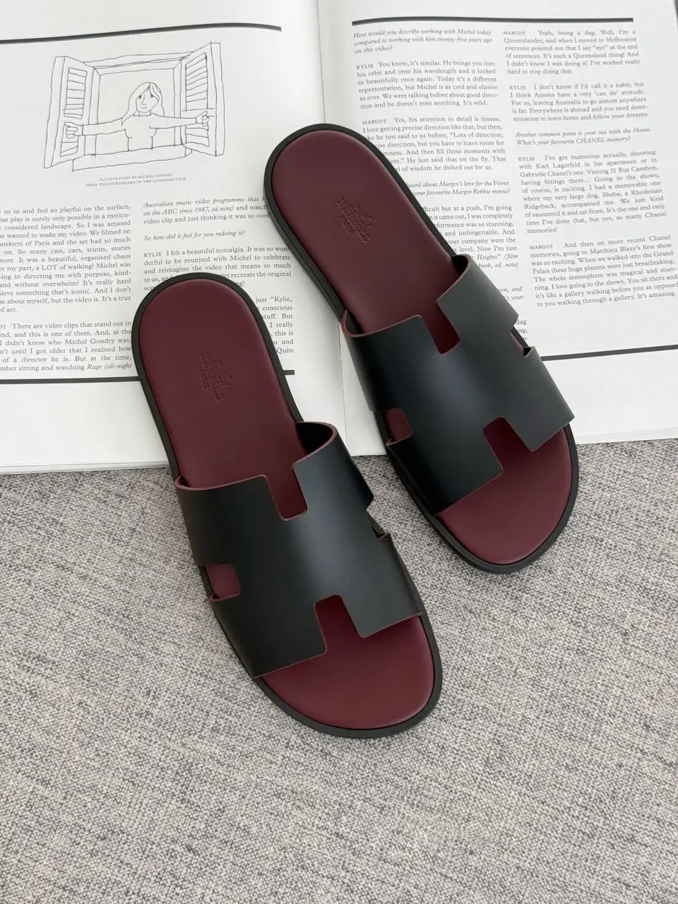 Hermes Hermes Izmir Sandal Noir / Rouge H