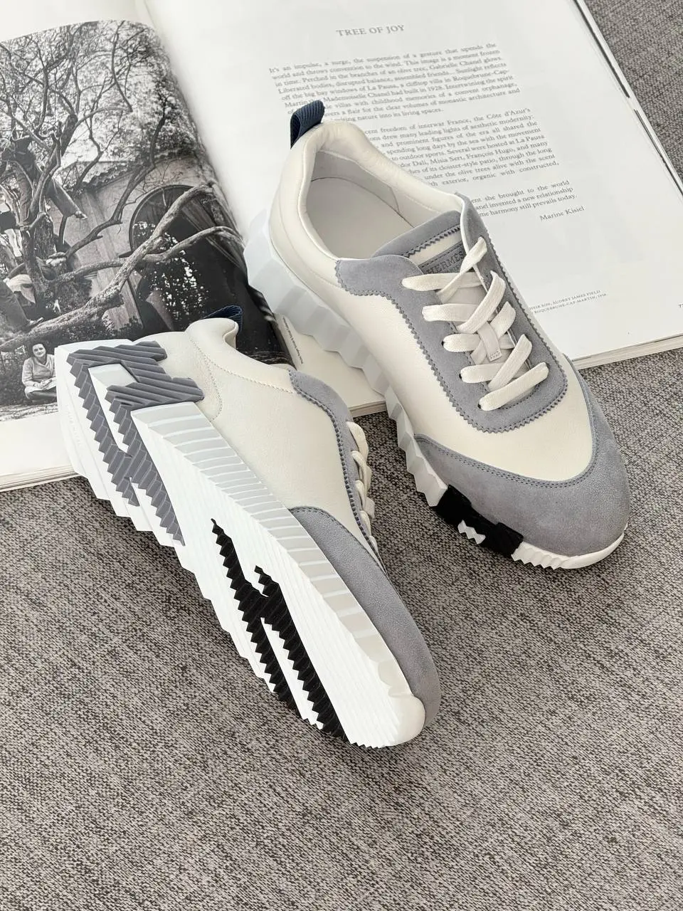 Hermes Hermes Bouncing Sneaker Blanc / Bleu Galet