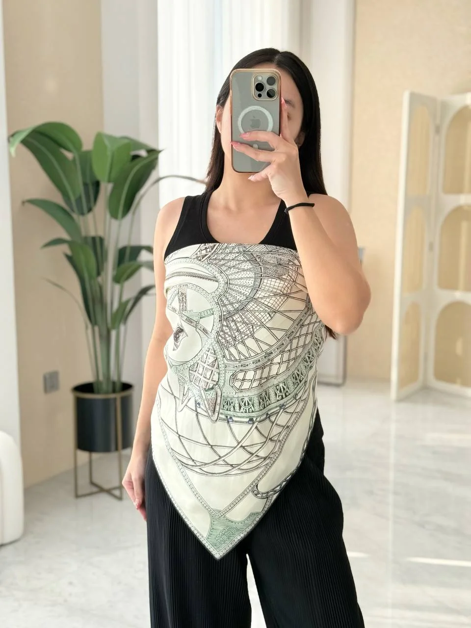 Hermes Chevaux dHephaistos scarf 90 Creme / Vert / Marron Glace - photo 3