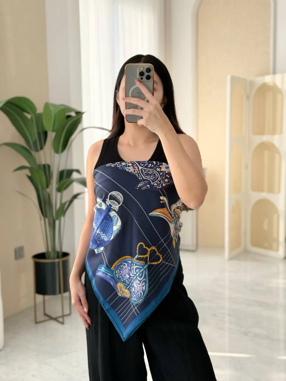 Hermes Tous en Selle scarf 90 Cobalt / Marine / Or - photo 3