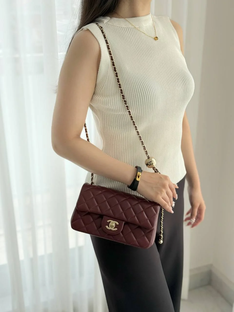 Chanel Mini Rectangle Pearl Crush Burgundy GHW - photo 4
