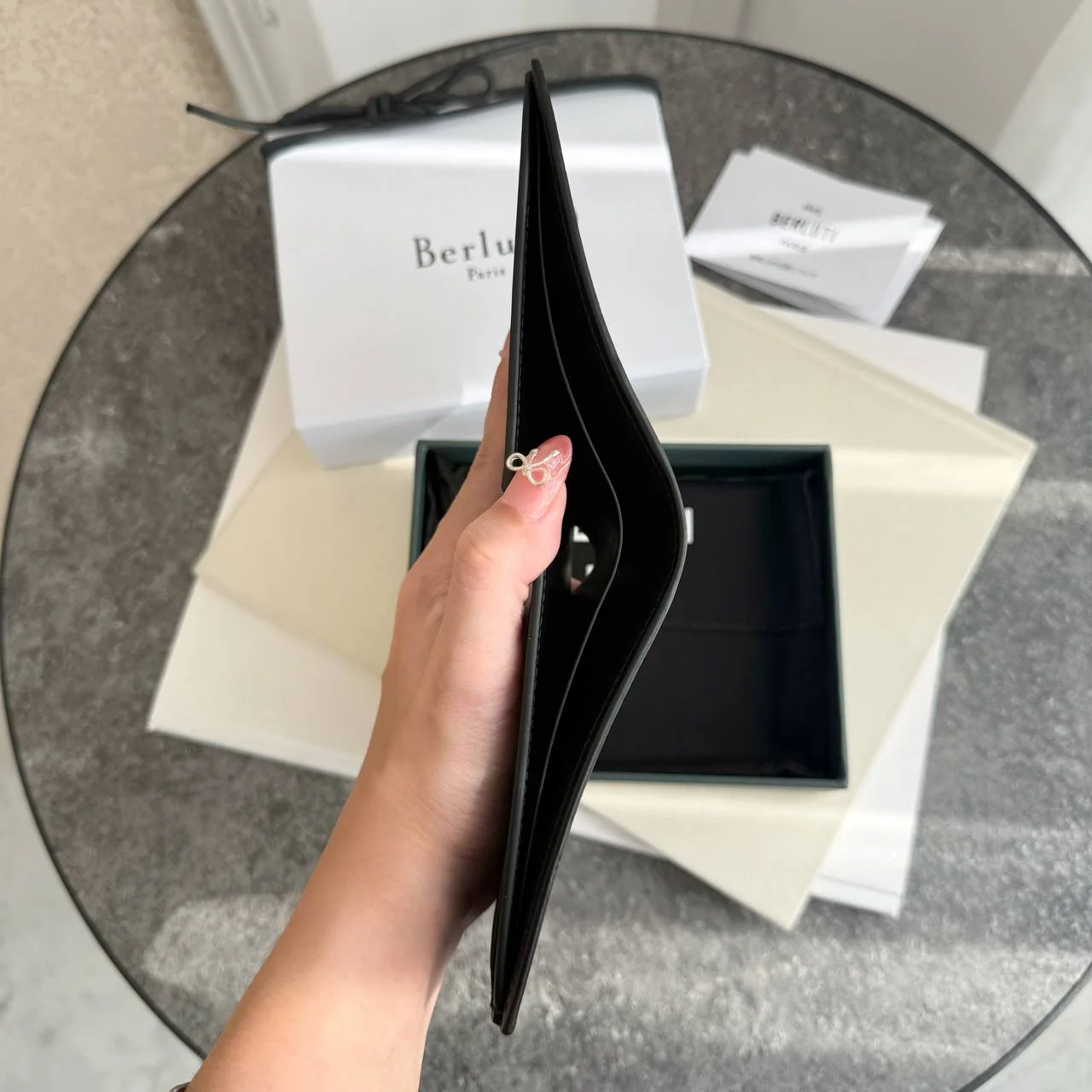 Berluti Makore Compact Wallet Venezia Calf Leather Nero Grigio - photo 3
