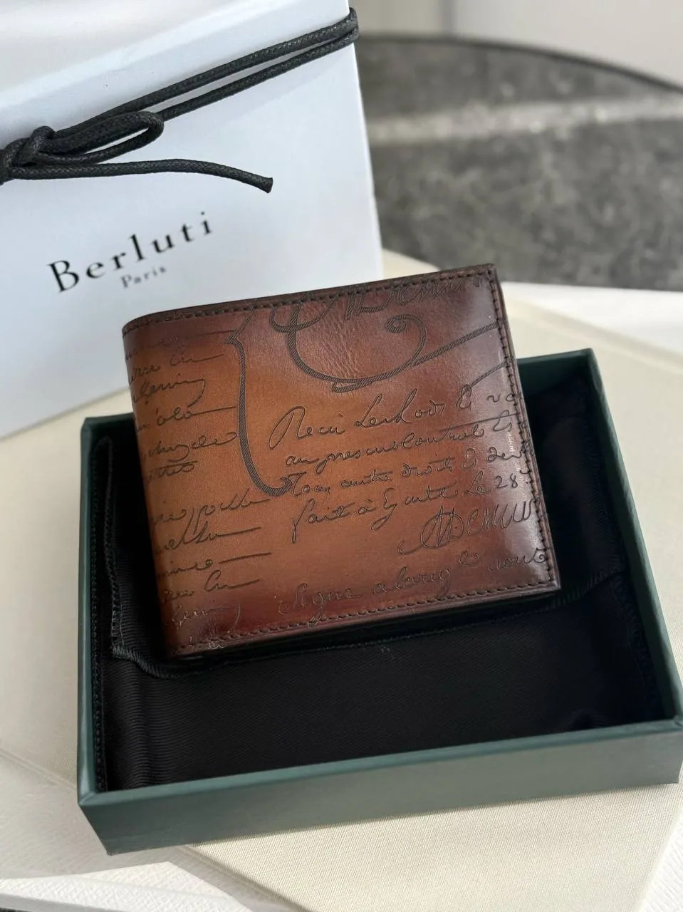 Berluti Berluti Makore Compact Wallet Venezia Calf Leather Cacao Intenso