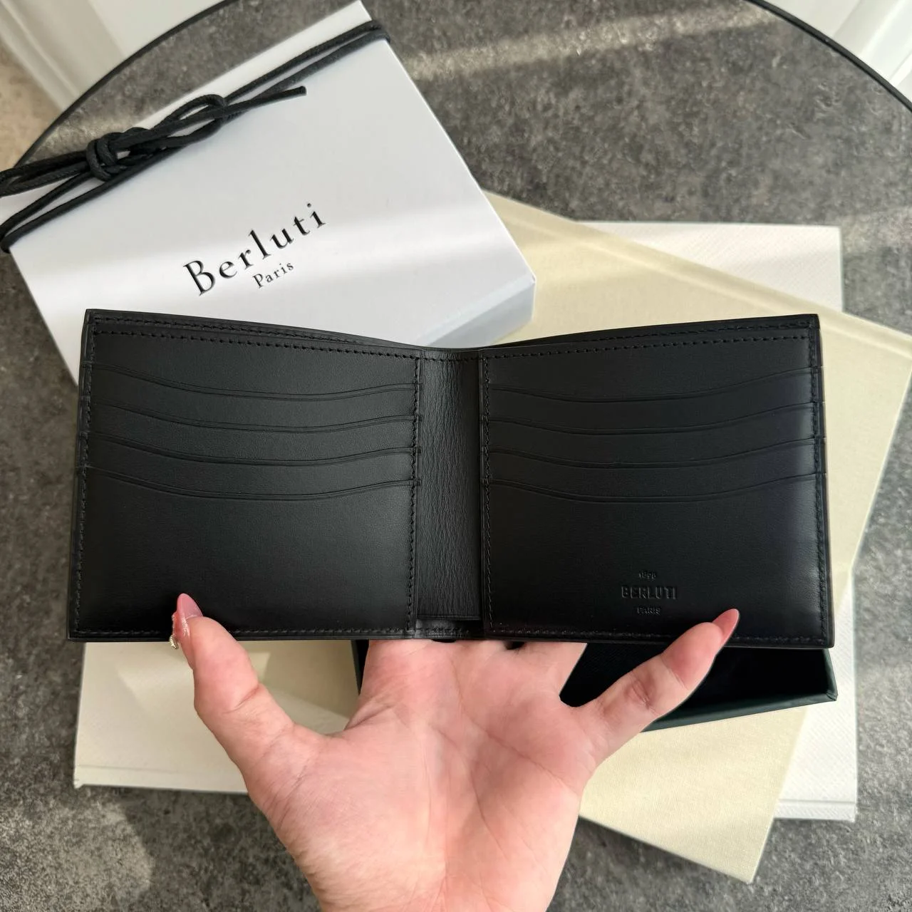 Berluti Berluti Makore Compact Wallet Venezia Calf Leather Cacao Intenso