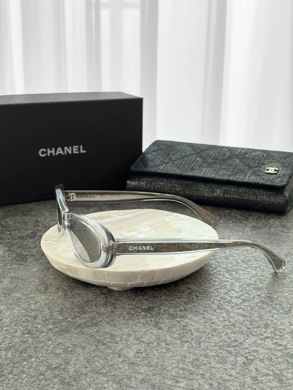 CHANEL Chanel Oval Sunglasses Light Grey,  Silver Lenses