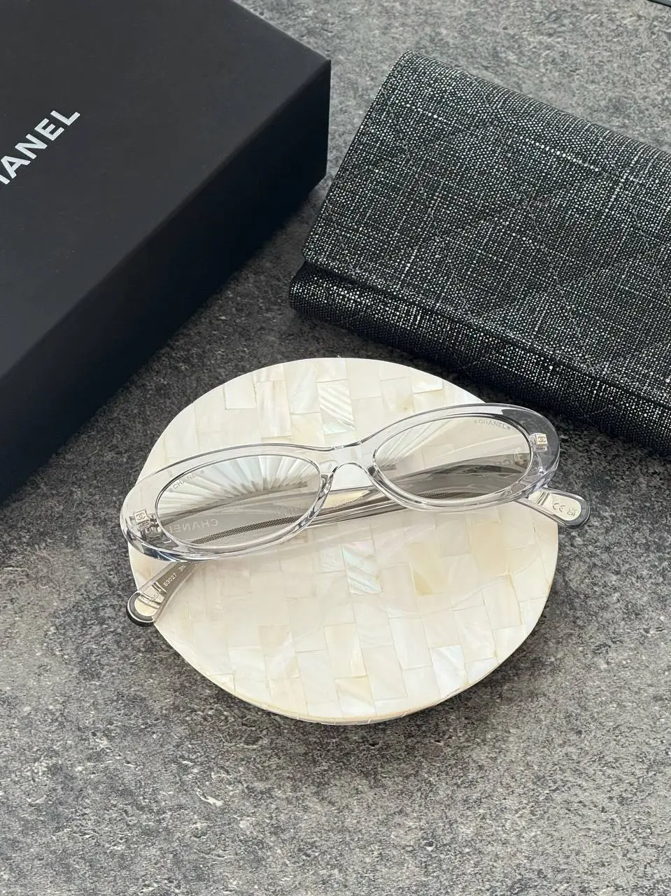 Chanel Oval Sunglasses Light Grey,  Silver Lenses - photo 3