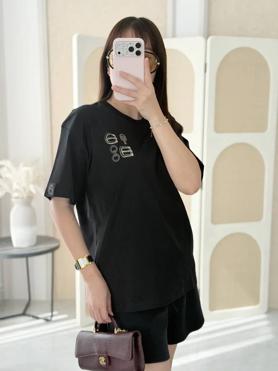 Hermes Hermes Maxi Printed Tshirt Black