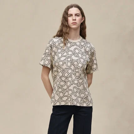 Hermes Maillon Equestre Maxi Tshirt Beige Pierre DIstrie - photo 4