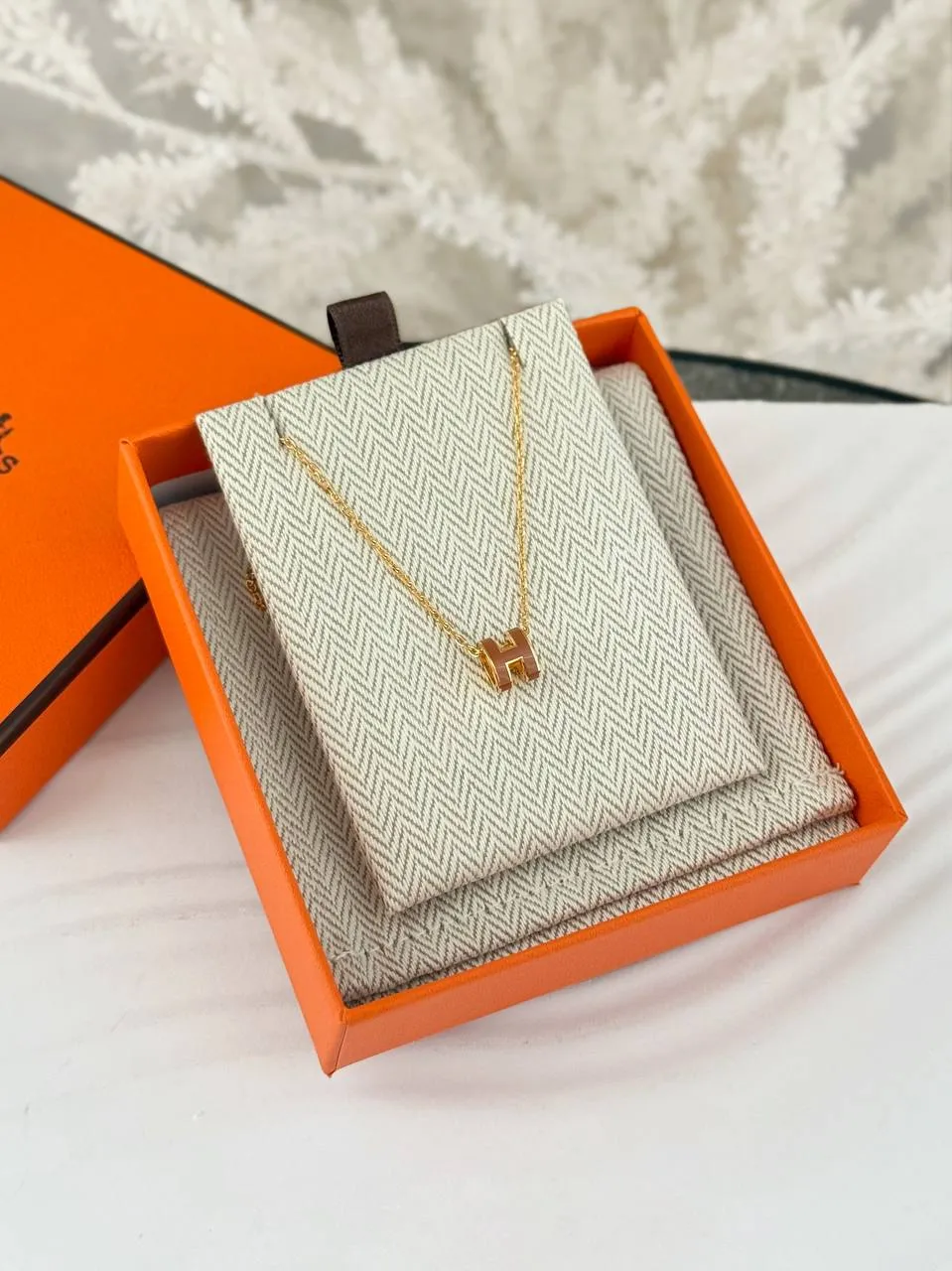 Hermes Hermes Mini Pop H Pendant Necklace New Gold