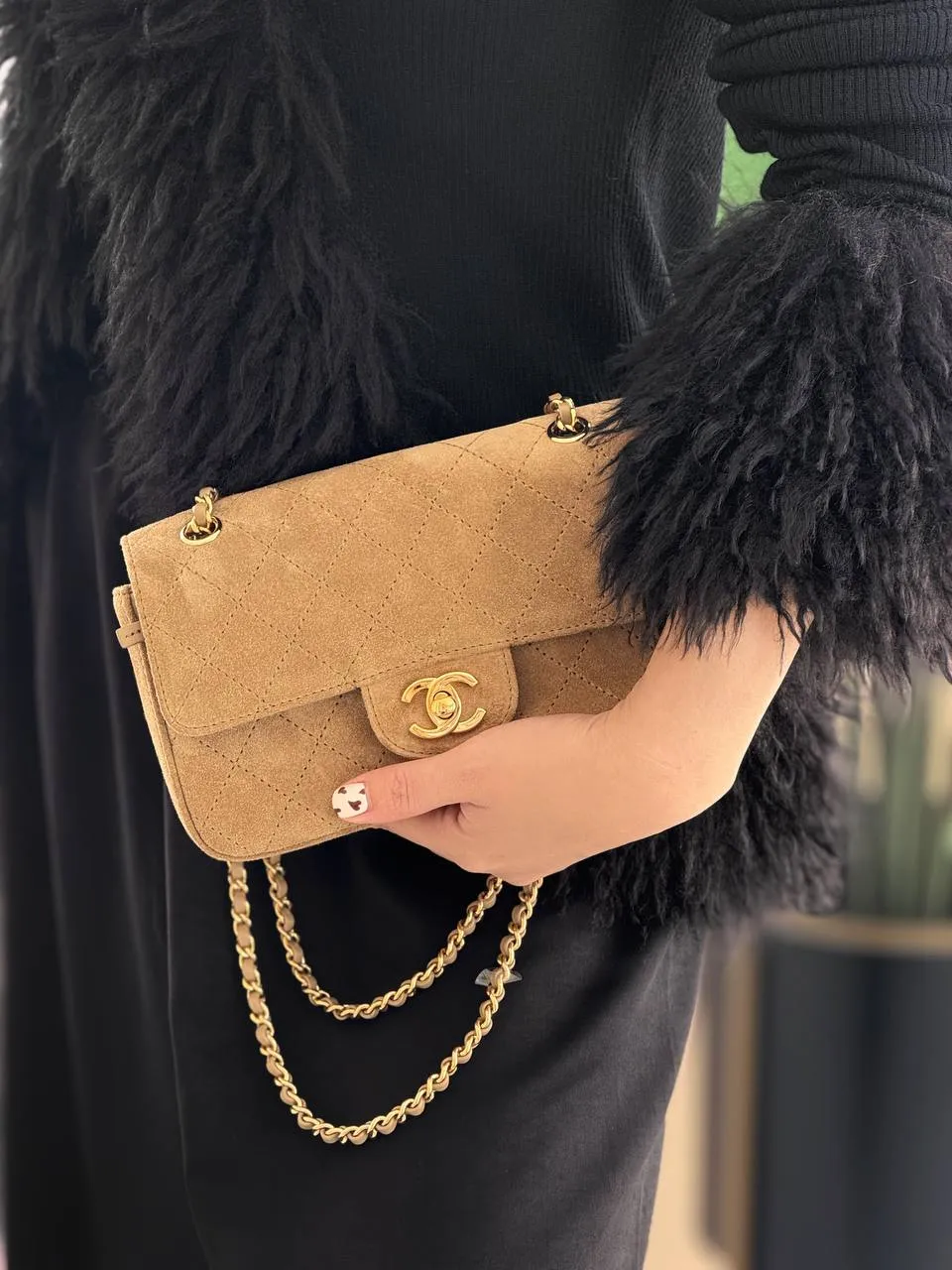 Chanel Mini Classic Flap Velvet Beige GHW - photo 4