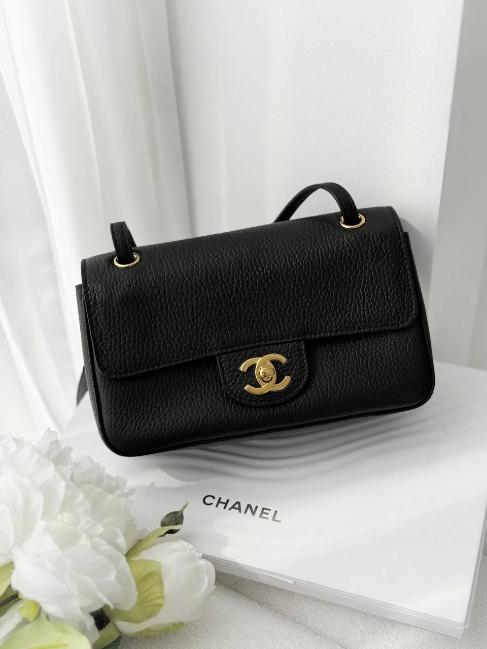 CHANEL Chanel Mini Flap Grained Black GHW