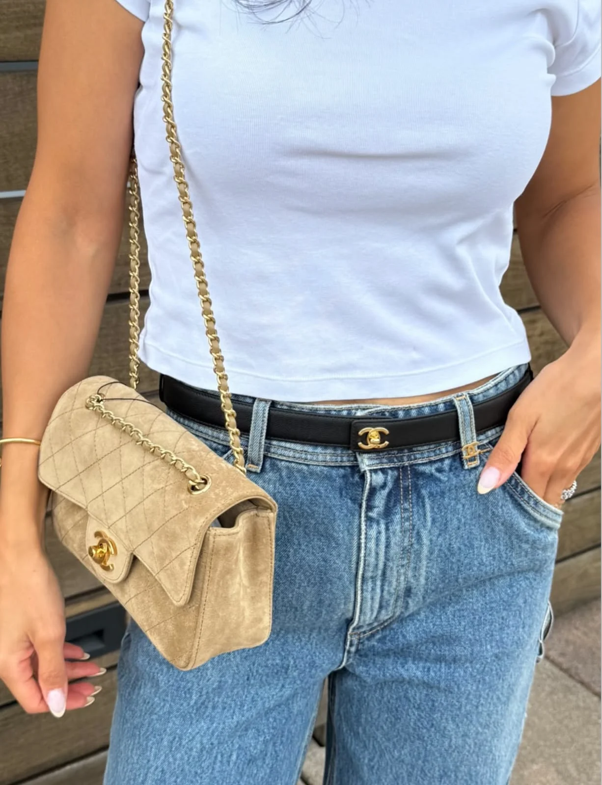 Chanel Mini Classic Flap Velvet Beige GHW - photo 10