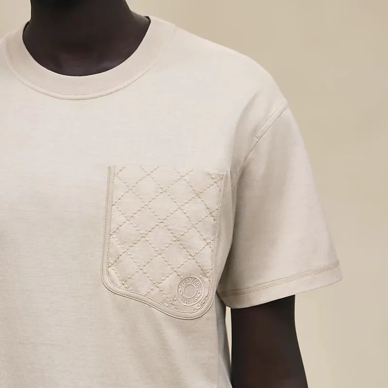 Hermes Maxi Embroidered Pocket Tshirt Beige Pierre DIstrie - photo 4
