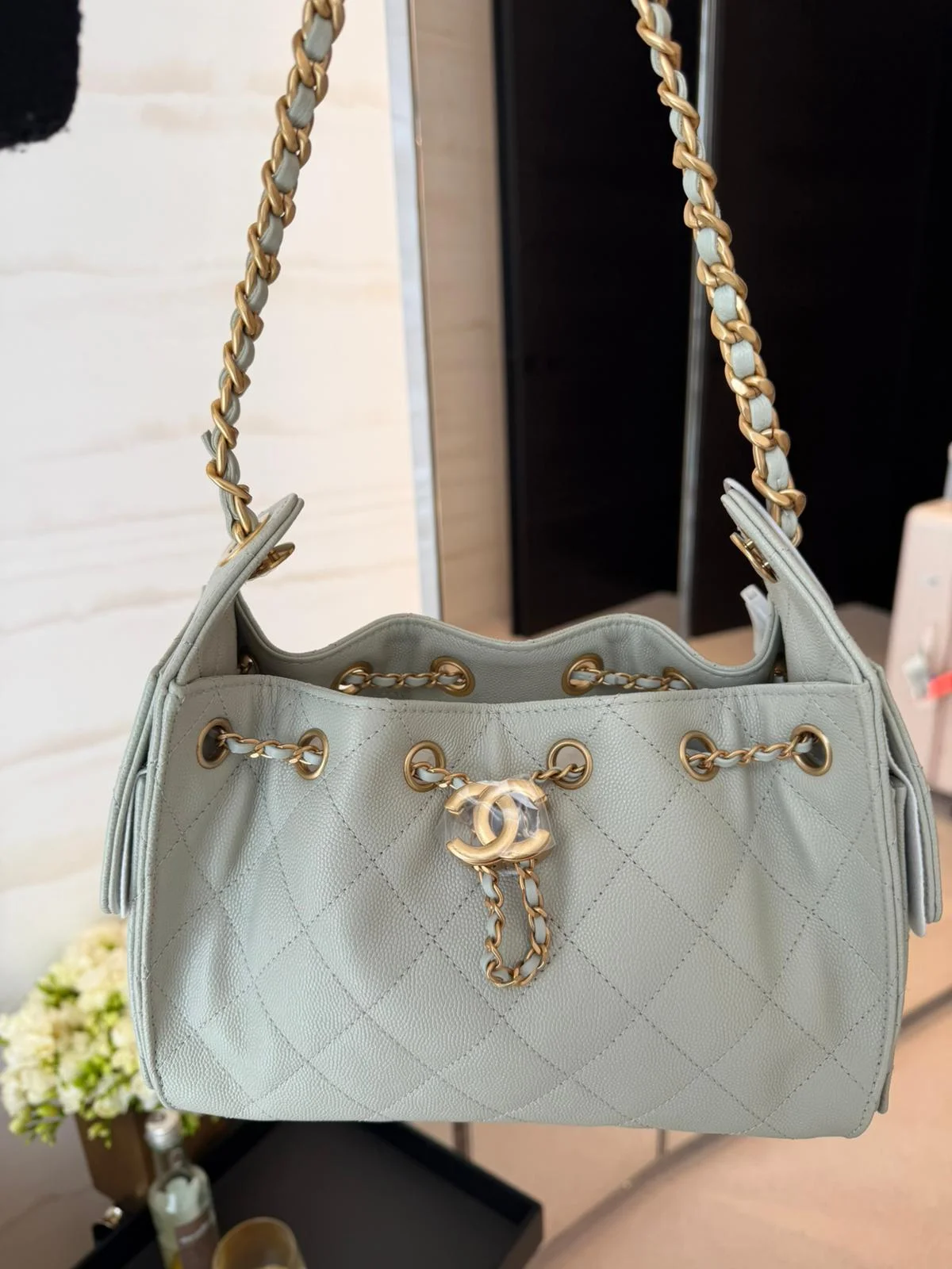 Chanel Mini C25 Sage Caviar GHW Shiny Buckle - photo 5