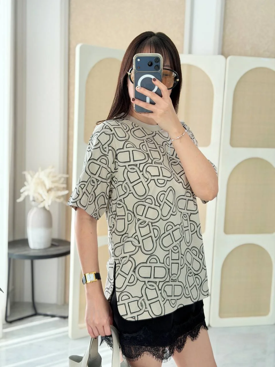Hermes Maillon Equestre Maxi Tshirt Beige Pierre DIstrie - photo 2