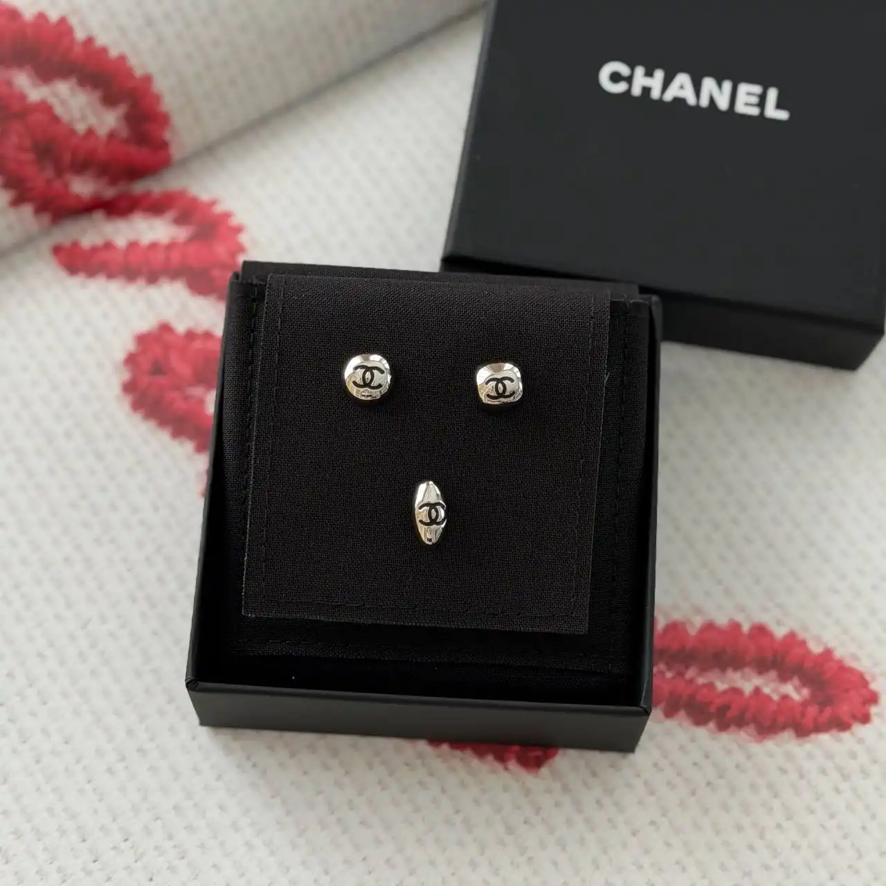 CHANEL Chanel 3-Piece Silver CC Earring Set