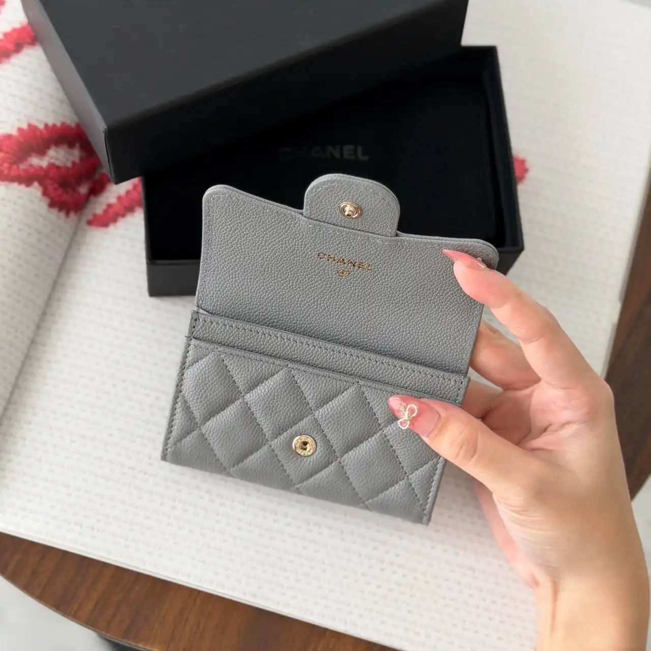 CHANEL Chanel Classic Flap Card Wallet Grey 2026 GHW
