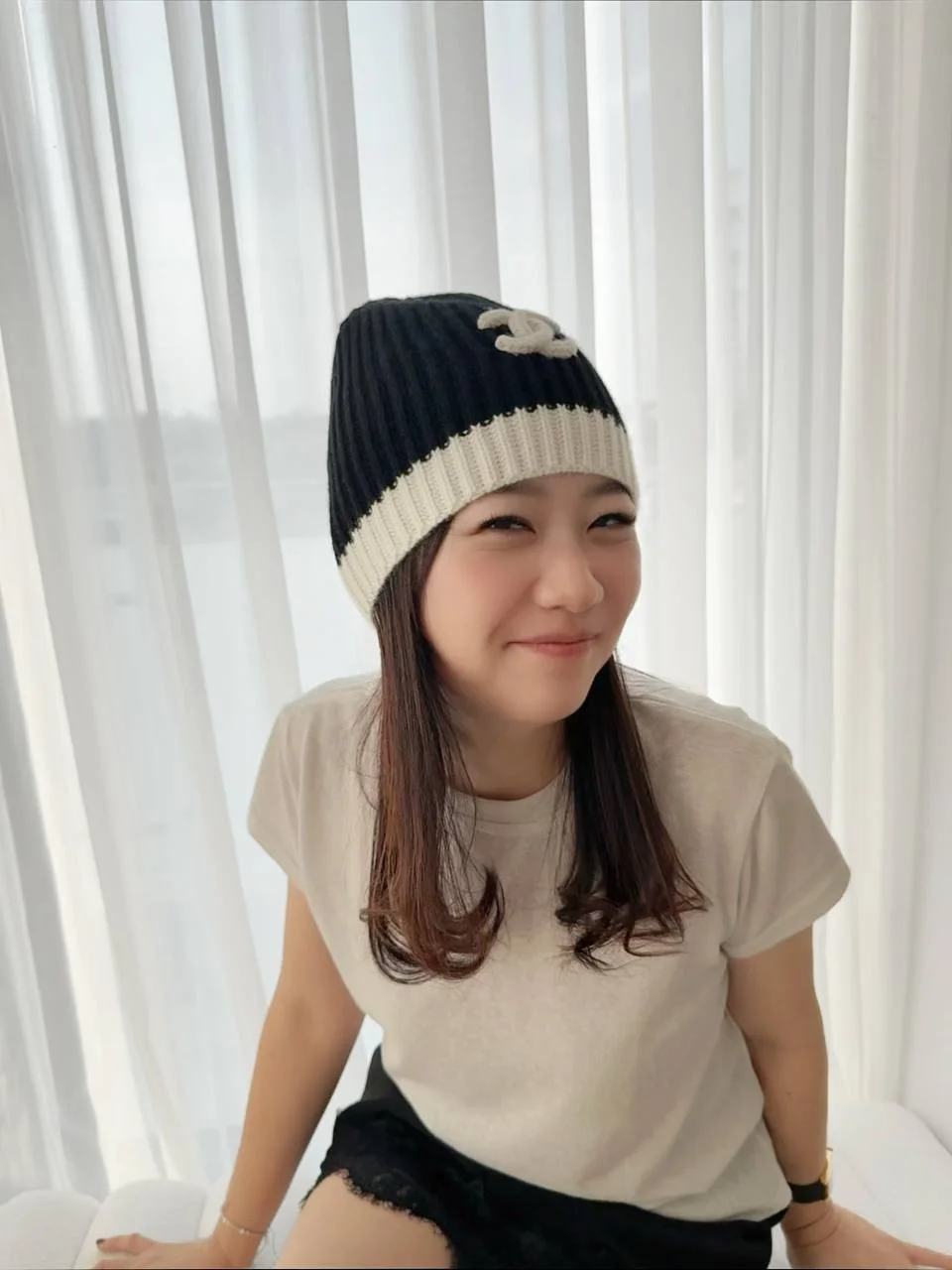 Chanel CC Ribbed Knit Beanie Black - photo 3