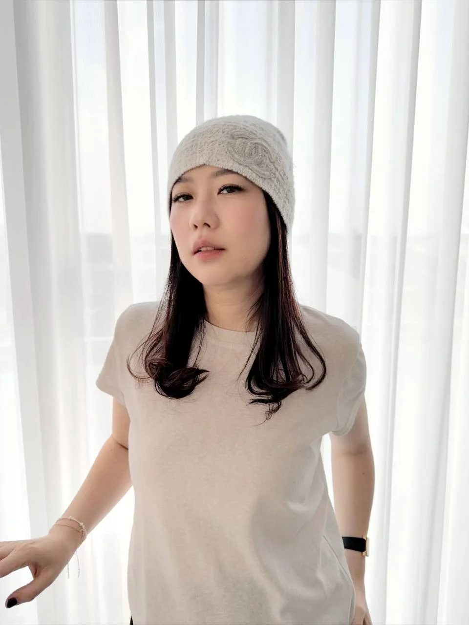 CHANEL Chanel Beanie Tweed Grey