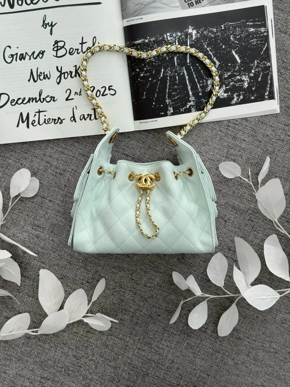 CHANEL Chanel Mini C25 Sage Caviar GHW Shiny Buckle