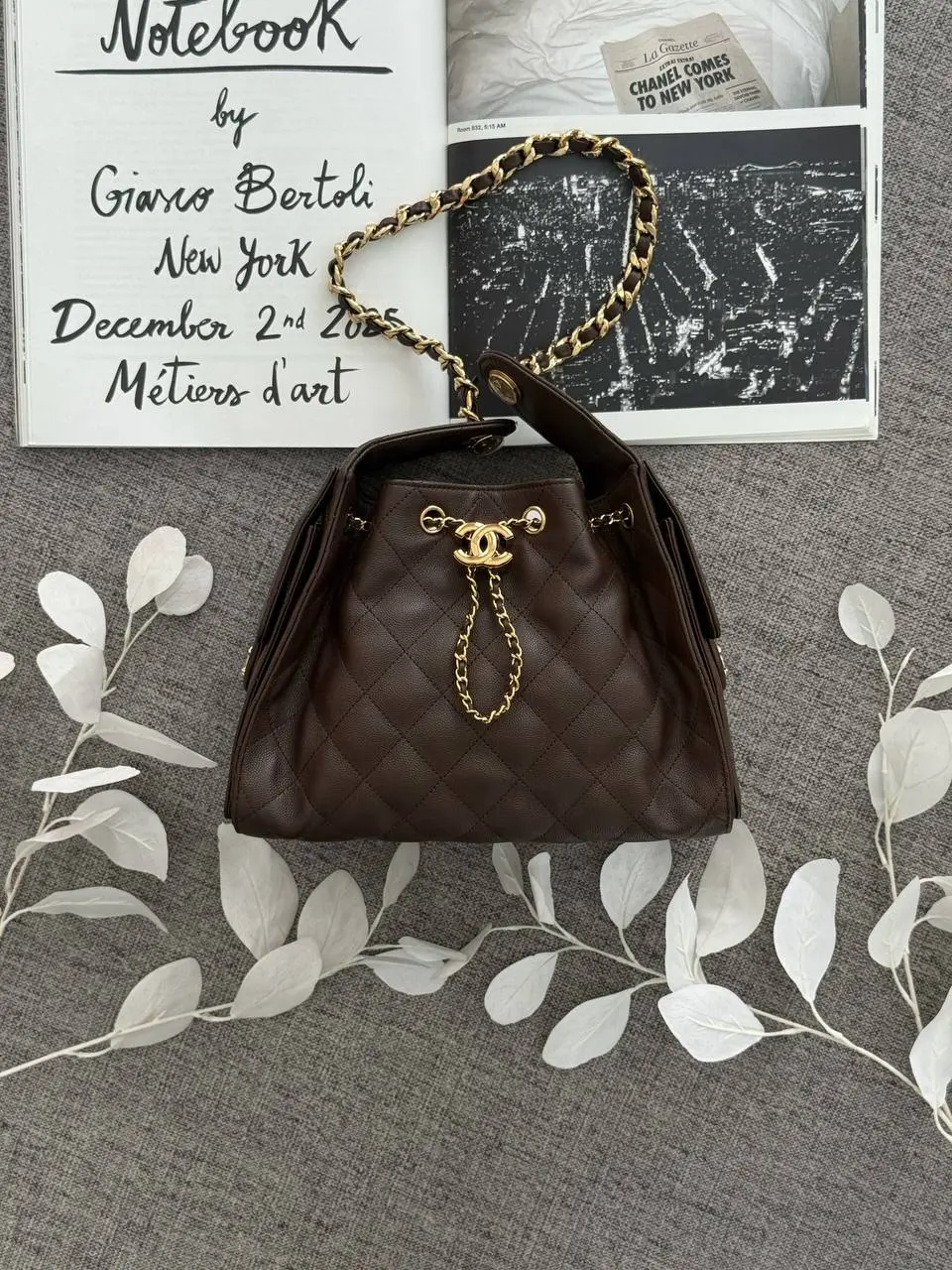 CHANEL Chanel 25 / C25 Small C25 Dark Brown Caviar GHW Shiny Buckle