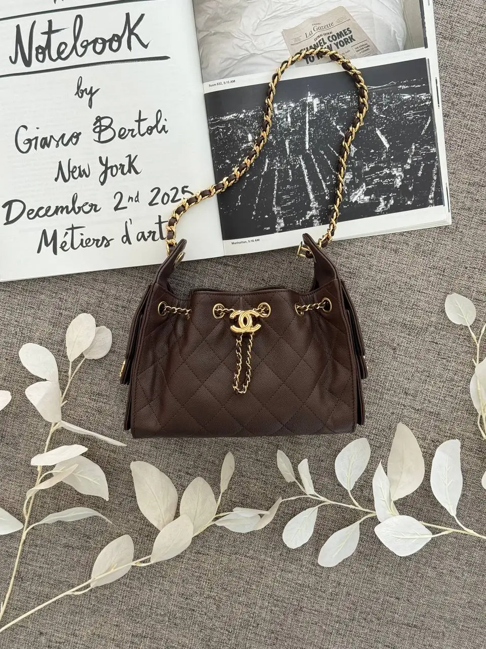 CHANEL Chanel 25 / C25 Mini Dark Brown Caviar GHW Shiny Buckle