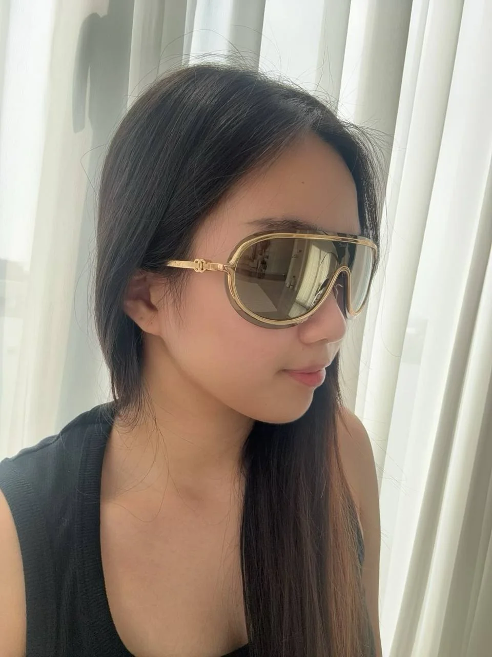 Chanel Shield Sunglasses Frame Metal, Gold Lenses Light Brown, Mirror - photo 6