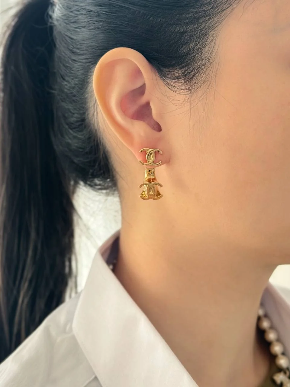 Chanel Earrings Interlinked CC Gold - photo 3