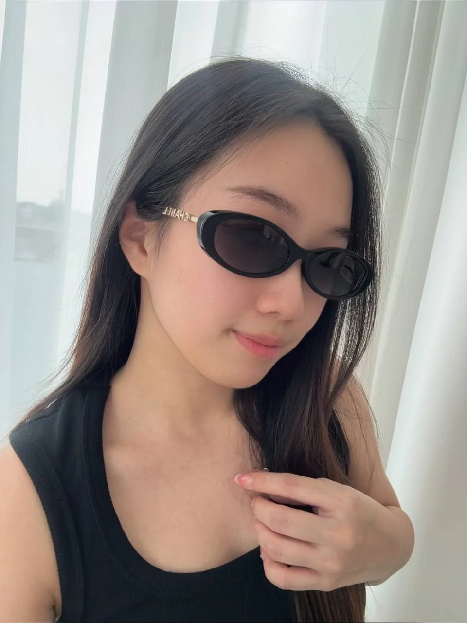 Chanel Oval Sunglasses Frame Acetate & Metal Black with Lenses Grey - photo 5