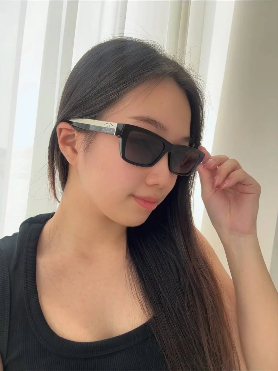 Chanel Rectangle Sunglasses Acetate Black Lenses Grey - photo 4