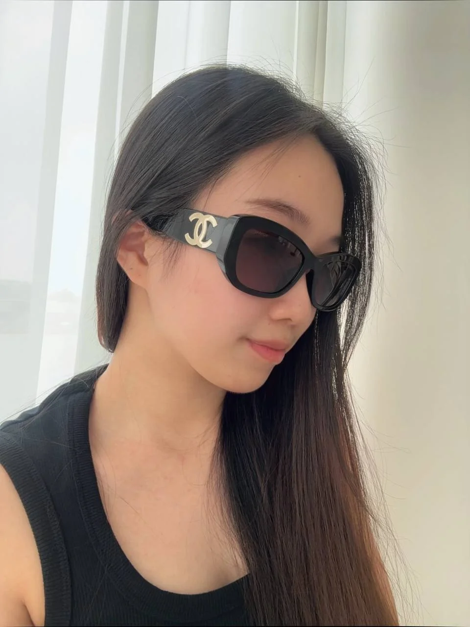 Chanel Rectangle Sunglasses GD Black GHW - photo 4