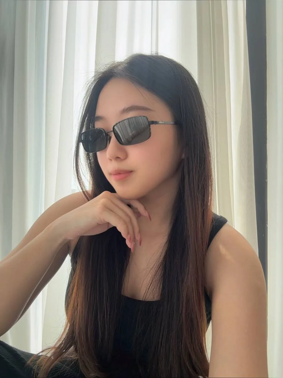 Chanel Rectangle Sunglasses Frame Metal Black With Lenses Black - photo 5