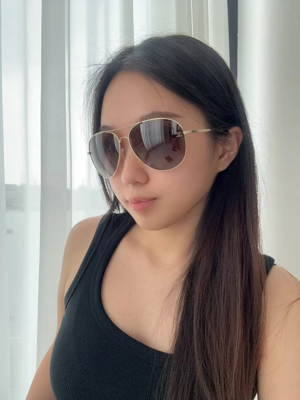 Chanel Pilot Logo Sunglasses in Gold / Brown / Gradient Titanium Unisex - photo 3