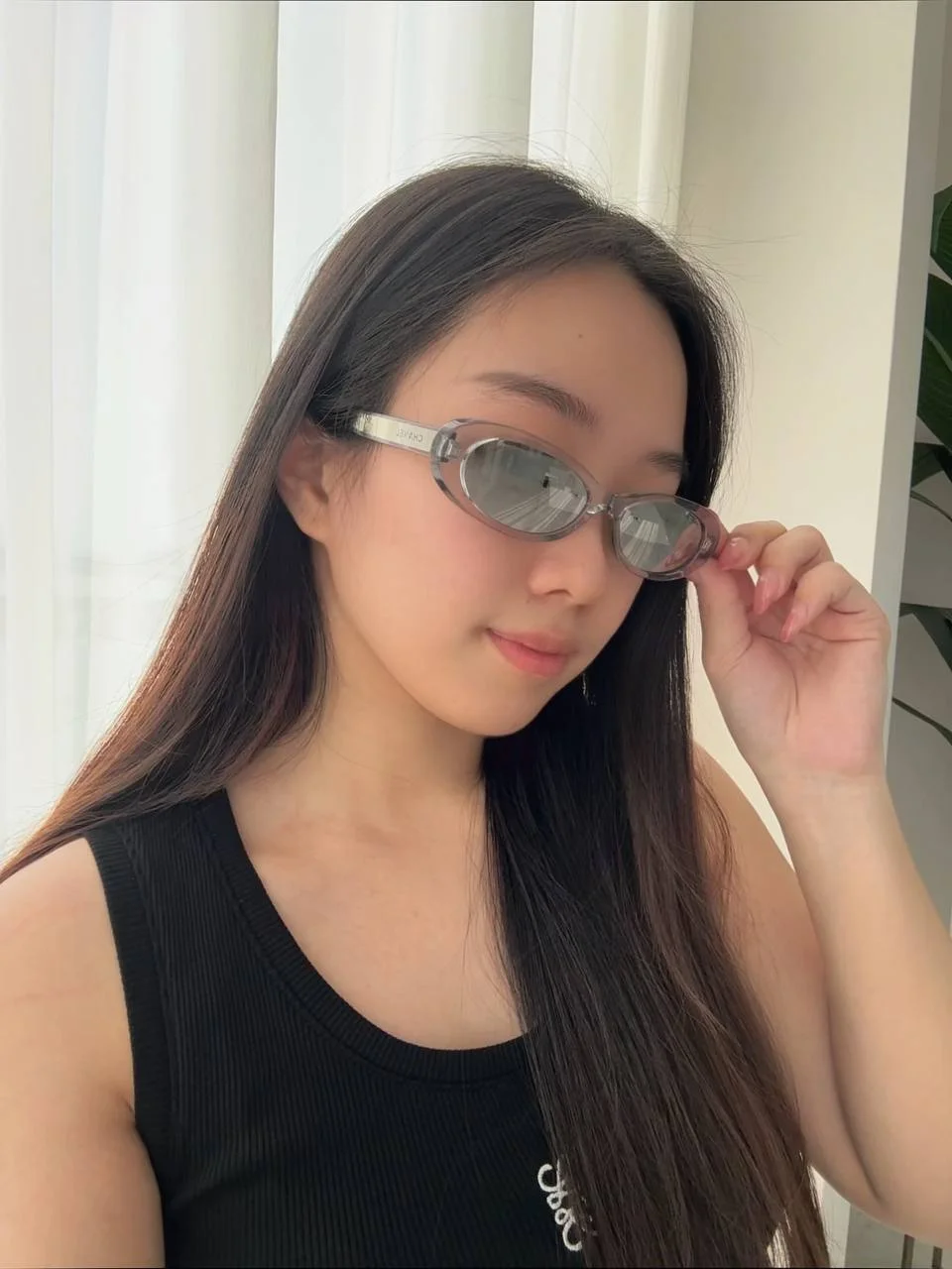 Chanel Oval Sunglasses Light Grey,  Silver Lenses - photo 5