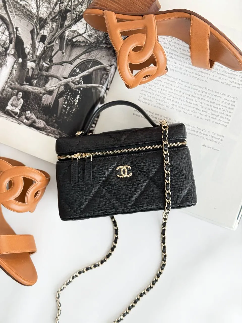 CHANEL Chanel Vanity Clutch With Chain Big Square Caviar Black GHW