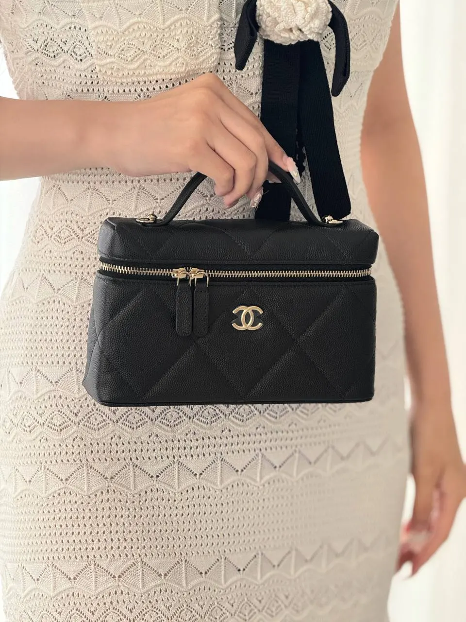 Chanel Vanity Clutch With Chain Big Square Caviar Black GHW - photo 4