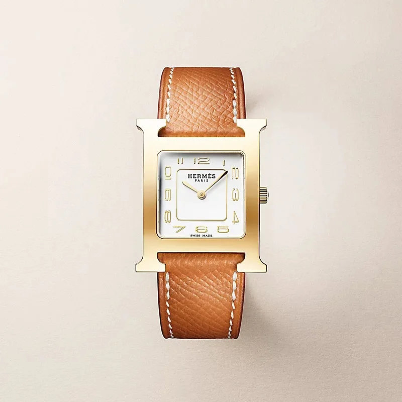 Hermes H Hour Gold Epsom MM GHW New Golden Dial - photo 3