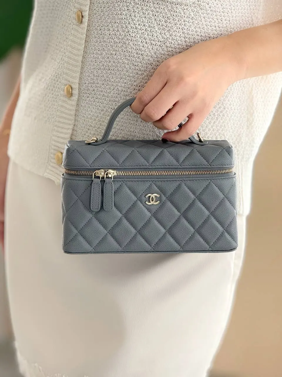 Chanel Vanity Classic Top Handle Caviar Grey GHW - photo 4