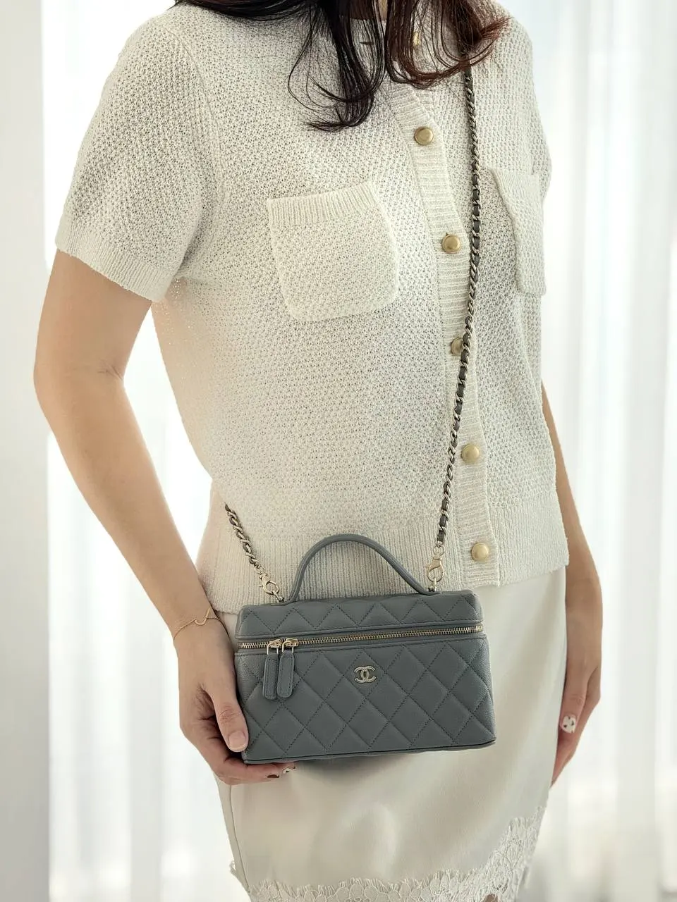 Chanel Vanity Classic Top Handle Caviar Grey GHW - photo 5
